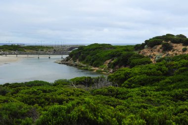 Akşam Pasifik Okyanusu'nun kıyısı.