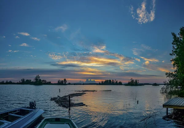 Colorido Atardecer Lago Vuoksa Región Leningrado — Foto de Stock