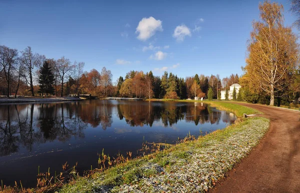 Manhã Gelada Paisagem Outono Parque Pavlovsk — Fotografia de Stock