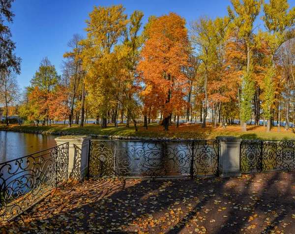 Outono dourado no jardim de Lopukhinsky em São Petersburgo . — Fotografia de Stock