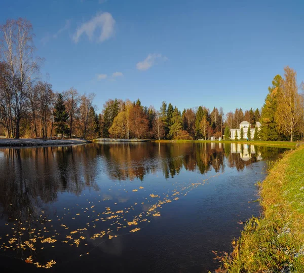 Manhã gelada ensolarada na paisagem Parque de Pavlovsk . — Fotografia de Stock