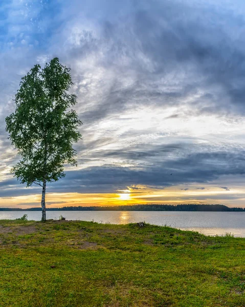 Beau Lever Soleil Été Sur Lac Valdai Juillet Lac Valdai — Photo