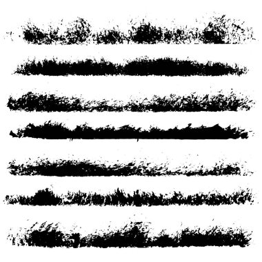 Beyaz arka plan üzerinde izole farklı mürekkep boya fırça konturu kenarlık kümesi. Vektör çizim