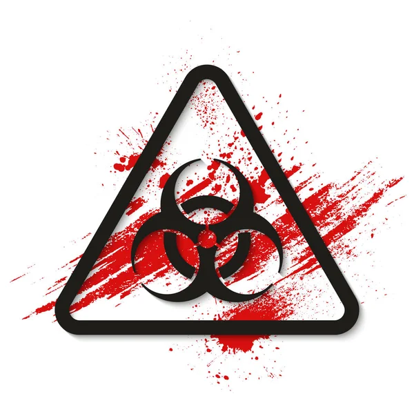 Biohazard gefährliches Zeichen auf blutigem Hintergrund. Vektorillustration — Stockvektor