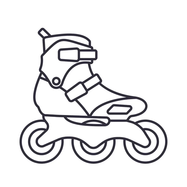 Ícone de patins em linha isolado no fundo branco. Desenho ilustração vetorial — Vetor de Stock
