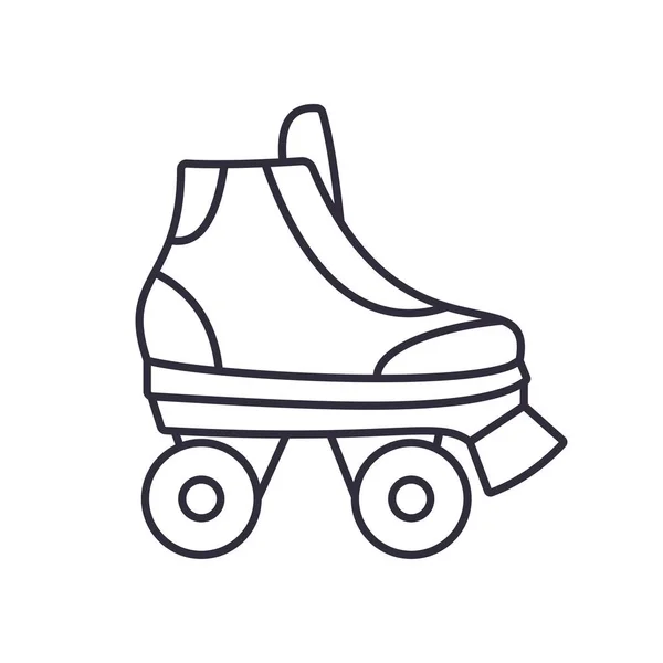 Ícone clássico patins de rolo isolado no fundo branco. Desenho ilustração vetorial — Vetor de Stock