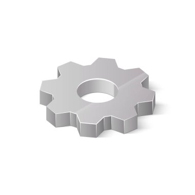 Beyaz arka plan üzerinde izole 3d metal çark. Biyometrik vektör illüstrasyonu