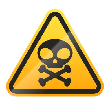 Tehlike Kafatası ve kemikleri beyaz arka planda izole edilmiş. Vektör illüstrasyonu