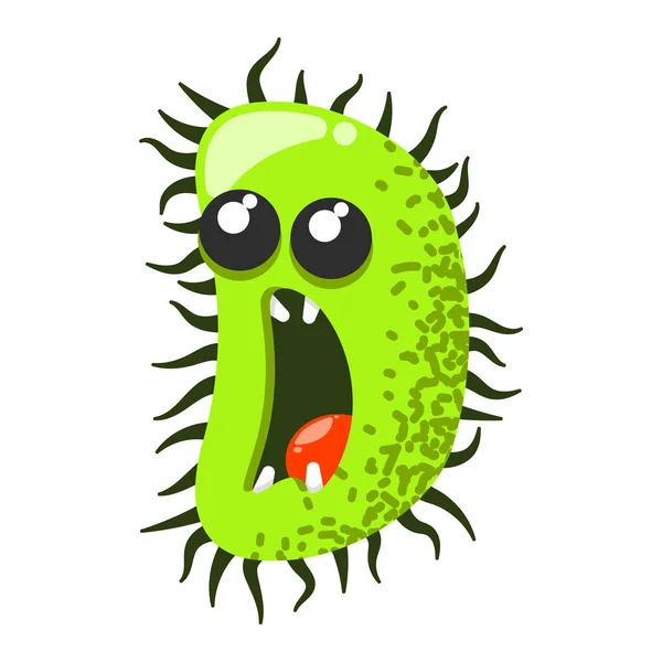 Zabawny i ładny wirus, bakterie, postać z kreskówki. Mikrob i mikroorganizm chorobotwórczy izolowane na białym tle. — Wektor stockowy
