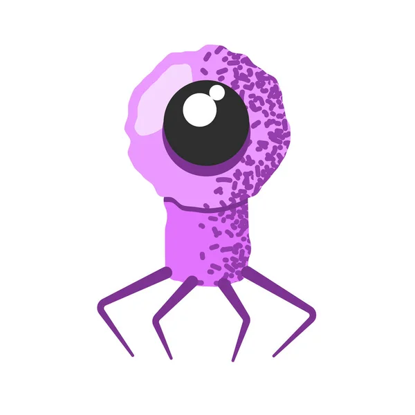 Αστείος και χαριτωμένος ιός, βακτήρια, μικρόβιο χαρακτήρα κινουμένων σχεδίων. Μικροοργανισμός και παθογόνος μικροοργανισμός απομονωμένος σε λευκό φόντο. — Διανυσματικό Αρχείο
