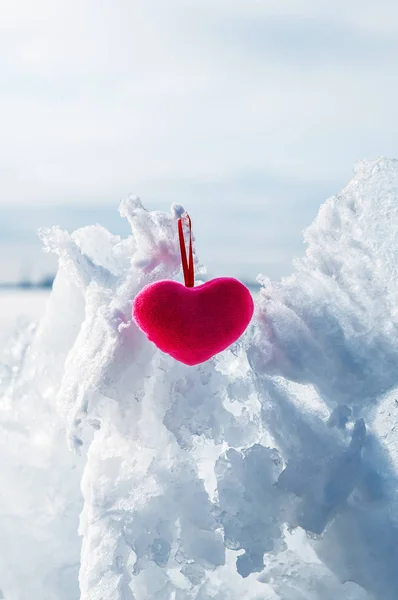parlak kabarık kalp ve serin Şubat buz