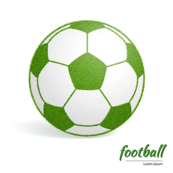 Ballon Football Vert Avec Texture Herbe Avec Des Ombres Douces — Image vectorielle