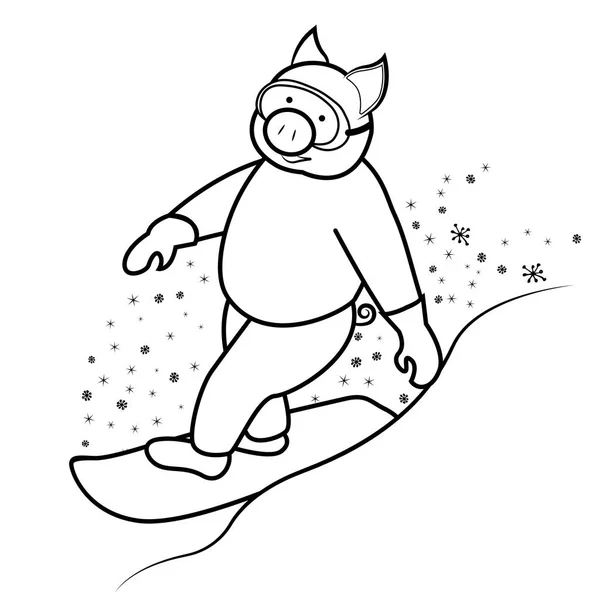 Snowboardzista świnia symbol 2019 — Wektor stockowy