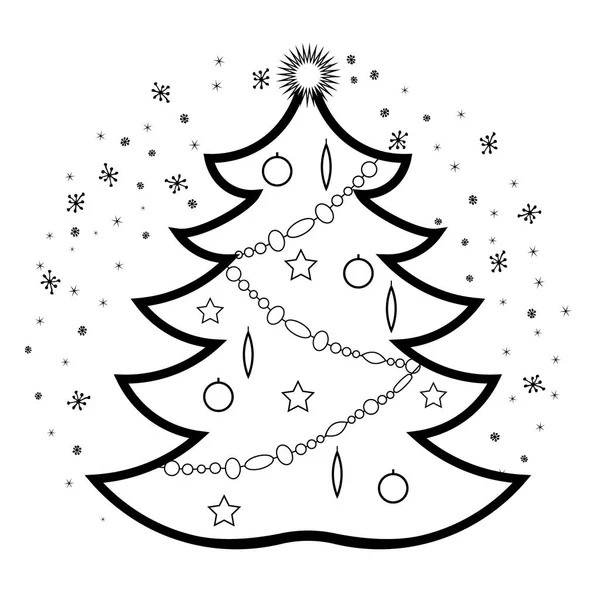 Arbre de Noël icône de style linéaire . — Image vectorielle