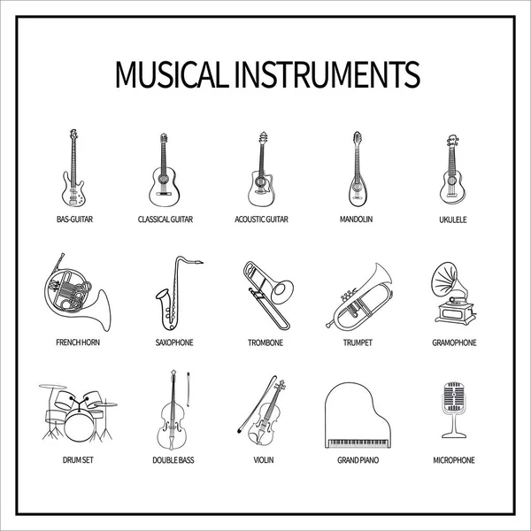 Conjunto de iconos instrumentos musicales — Vector de stock