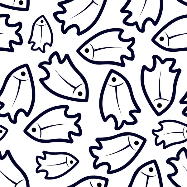 Modèle noir et blanc sans couture avec poisson 2 — Image vectorielle