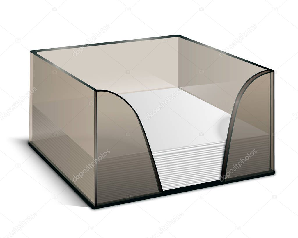 Download Mockup Plastic Box With Stickers Square Blank White Sheets Stationery For The Office Leaflets With Glue Notepads Organizer Template Notes Realistic Image 3d Isolated White Background Vector Premium Vector In Adobe