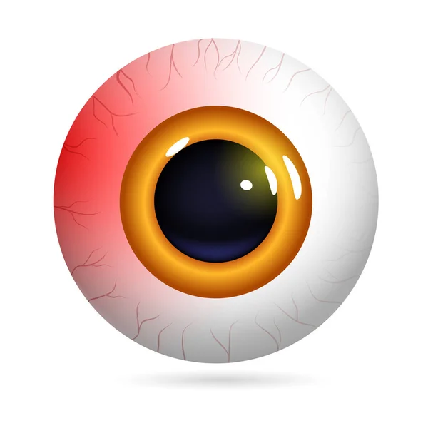 Visão Frontal Olho Humano Close Córnea Retina Pupila Íris Vermelha — Vetor de Stock