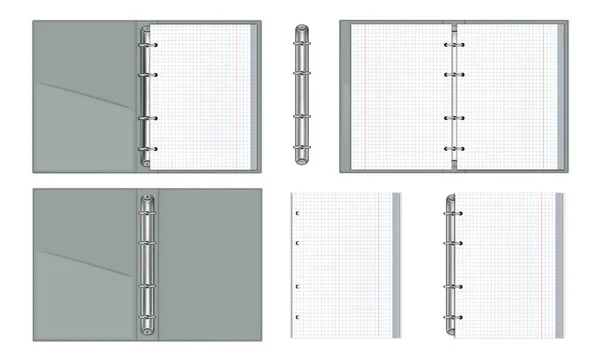 Set open ring binder folder — Stock Vector