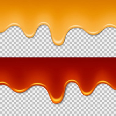 Akan süt ve koyu çikolata şeffaf bir arka plan üzerinde akar. Başlık ve metin için çerçeve. Yalıtılmış vektör illüstrasyonu.