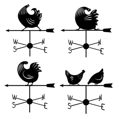 set rooster weathervane clipart