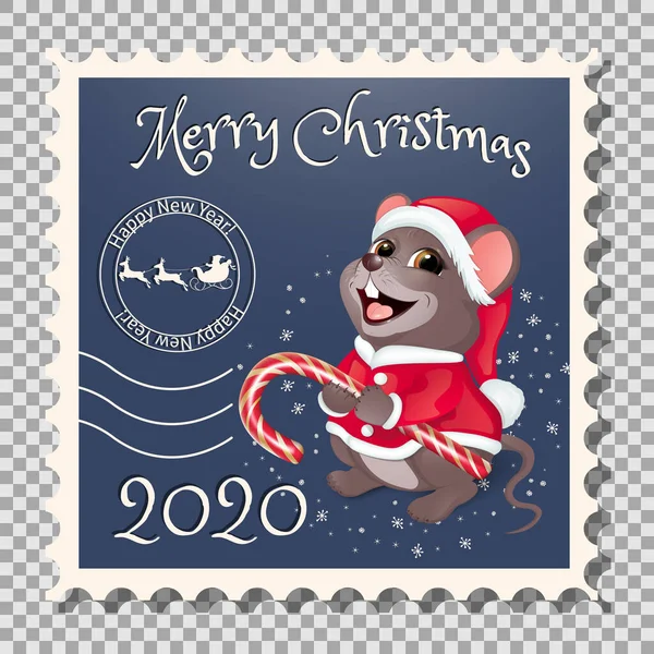 Sello postal - Feliz Año de la Rat2 — Vector de stock