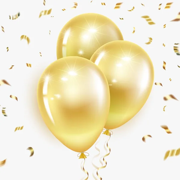 Gouden ballonnen confetti — Stockvector