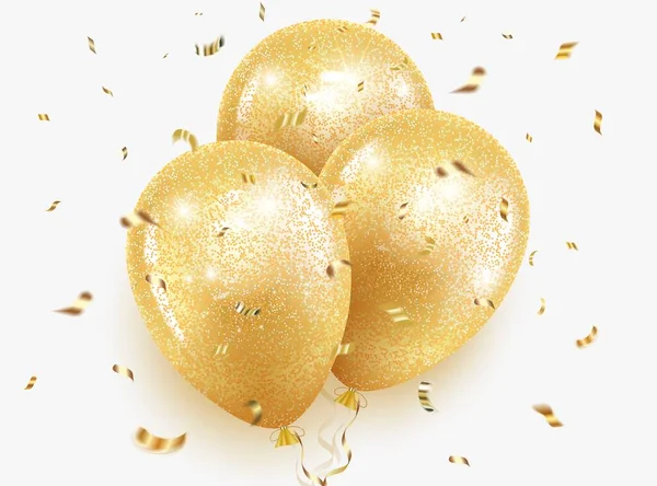 Gold glitter balloons — Stock Vector