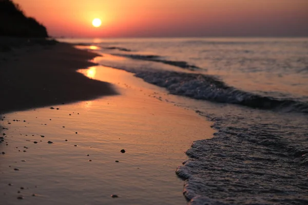 Sunset Sun Sea Cores Quentes Céu Natural Nascer Sol Sobre — Fotografia de Stock