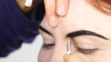 Güzel istemcisinin kaşları çizim profesyonel makyaj sanatçısı. Güzellik ve moda kavramı