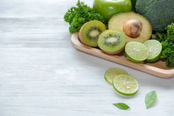 Alimentos Saludables Vegetales Verdes Orgánicos Frescos Para Desintoxicación Dieta Pérdida — Foto de Stock