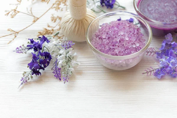 Lavanda Aromaterapia Spa Con Vela Thai Spa Relajar Tratamientos Masaje —  Fotos de Stock