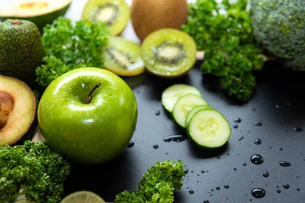 Alimentos Saludables Vegetales Verdes Orgánicos Frescos Para Desintoxicación Dieta Pérdida — Foto de Stock