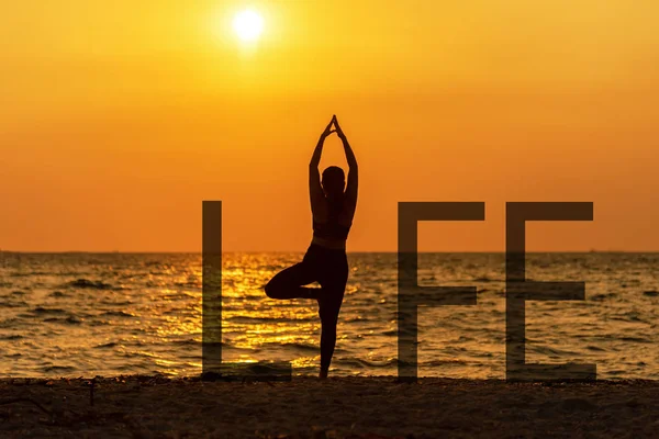 Equilibrio Meditación Yoga Espíritu Vida Mente Mujer Paz Vitalidad Silueta — Foto de Stock