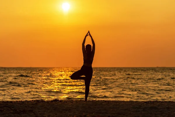 Balance Meditation Yoga Spirit Lifestyle Mind Woman Peace Vitality Silhouette — Stock Photo, Image