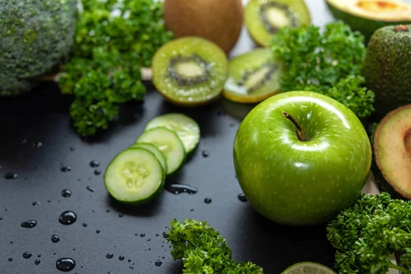 Alimentos Saludables Verdura Verde Orgánica Fresca Para Desintoxicación Dieta Pérdida — Foto de Stock