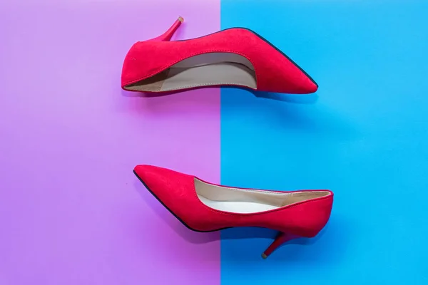 Mode Femme Accessoires Ensemble Mode Rouge Mode Chaussures Talons Fond — Photo