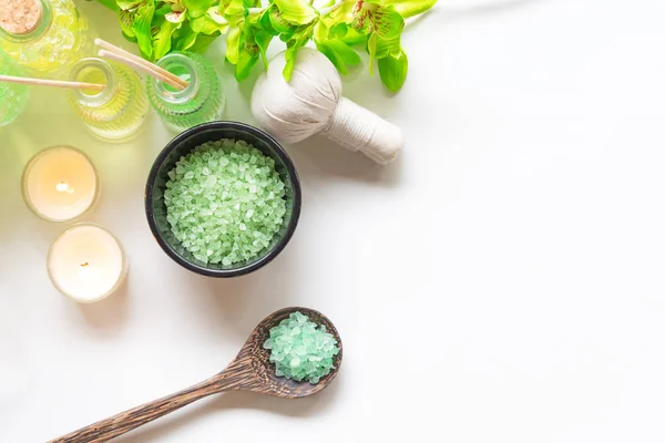 Αλάτι Θεραπεία Άρωμα Ταϊλάνδης Θεραπείες Spa Και Φύση Πράσινο Ζάχαρη — Φωτογραφία Αρχείου