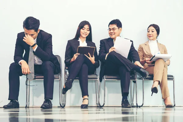 Grupo Asiático Jovem Adulto Asiático Pessoas Espera Emprego Entrevista Recrutamento — Fotografia de Stock