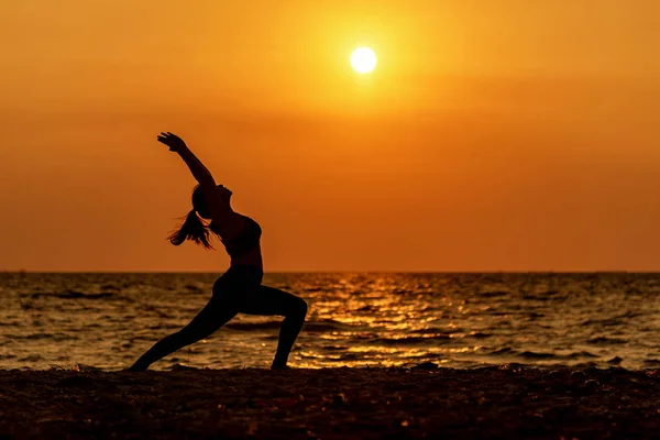 Equilíbrio Meditação Ioga Espírito Vida Mente Mulher Paz Vitalidade Silhueta — Fotografia de Stock