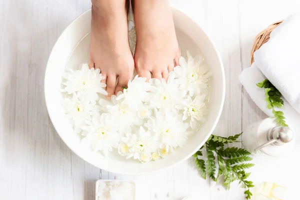 Spa beauty massage health wellness.  Spa Thai therapy treatment aromatherapy for foot woman with white flower nature candle for relax and summer time