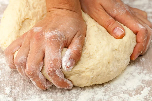 Two Hands Knead Dough — Stock Photo, Image