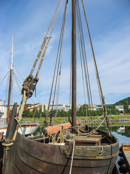 Ancient Viking sailboat at the pier in Oslo, Norway