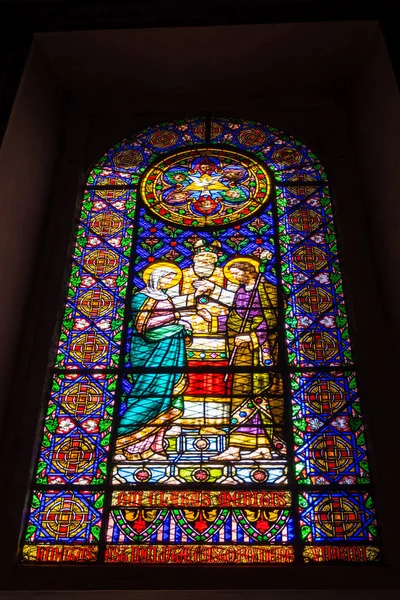Stained Glass Window Montserrat Monastery Mountain Barcelona Catalonia — Stock Photo, Image