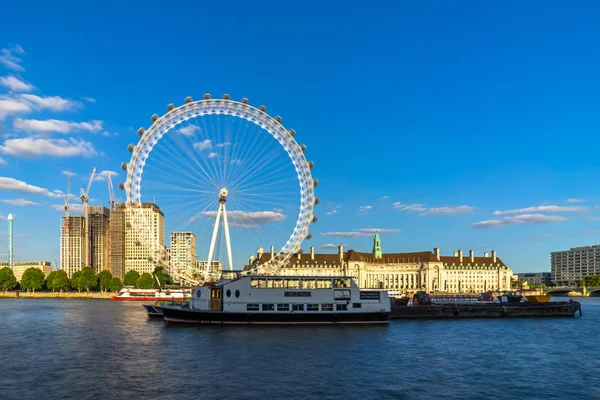 London Eye Themsen London Storbritannien - Stock-foto