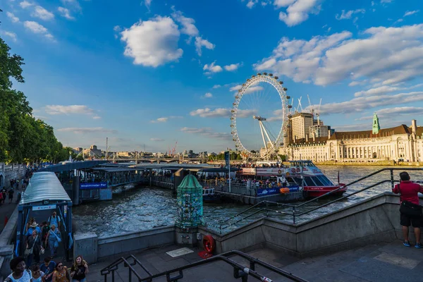 London Eye Och River Thames London Storbritannien — Stockfoto