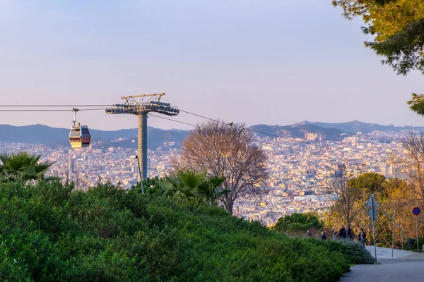 Cableway Montjuic Castle Barcelona Catalonia Spain — стокове фото