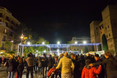 Santa Llucia Noel Pazarı Barselona, Katalonya, İspanya.