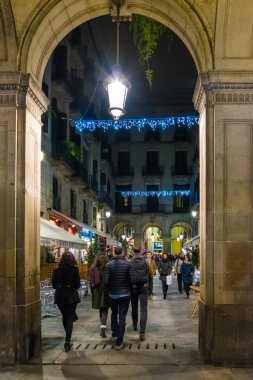 Plaza Real (Royal Place) Barcelona, Katalonya, İspanya.