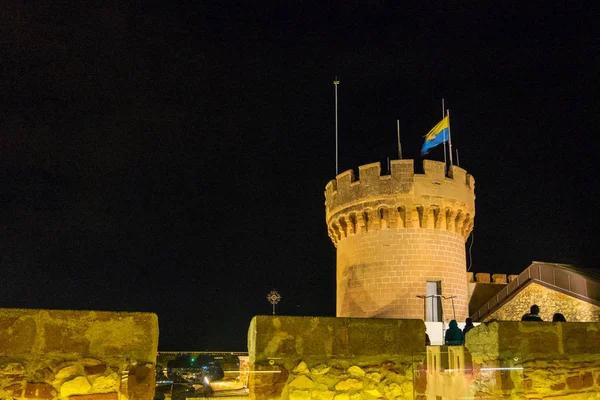 Castelldefels Castle Night Barcelona Catalonia Spain — Stock Photo, Image